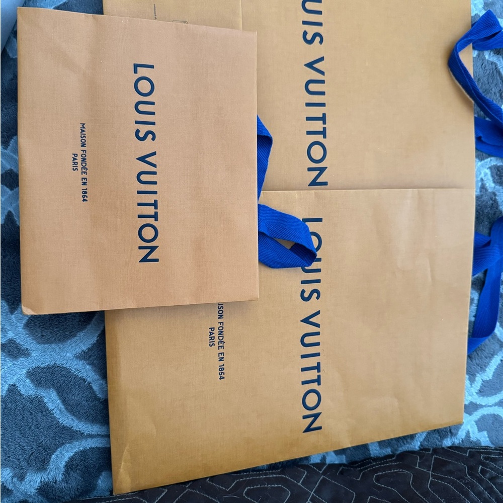 Louis Vuitton Shopping Bags with Blue Handles